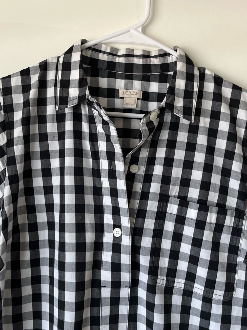 J. Crew Black and White Gingham Short-Sleeve Shirt Dress - Picture 3 of 7